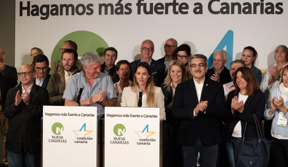 María Fernández comparece junto a Pedro Quevedo en la noche electoral, noviembre de 2019 | COALICIÓN CANARIA