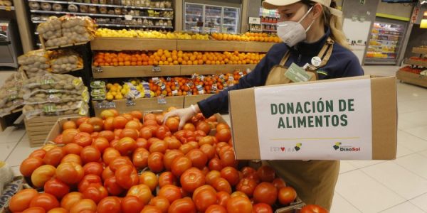 Trabajadora selecciona tomates para donar | FUNDACIÓN DINOSOL