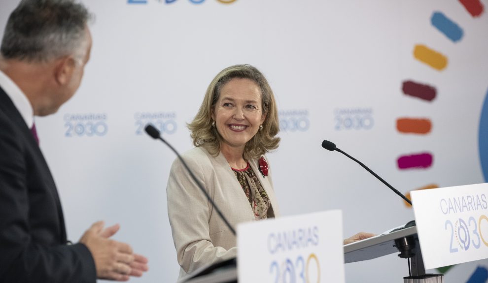 Ángel Víctor Torres y Nadia Calviño durante la Conferencia Ministerial de Economía Digital de la OCDE