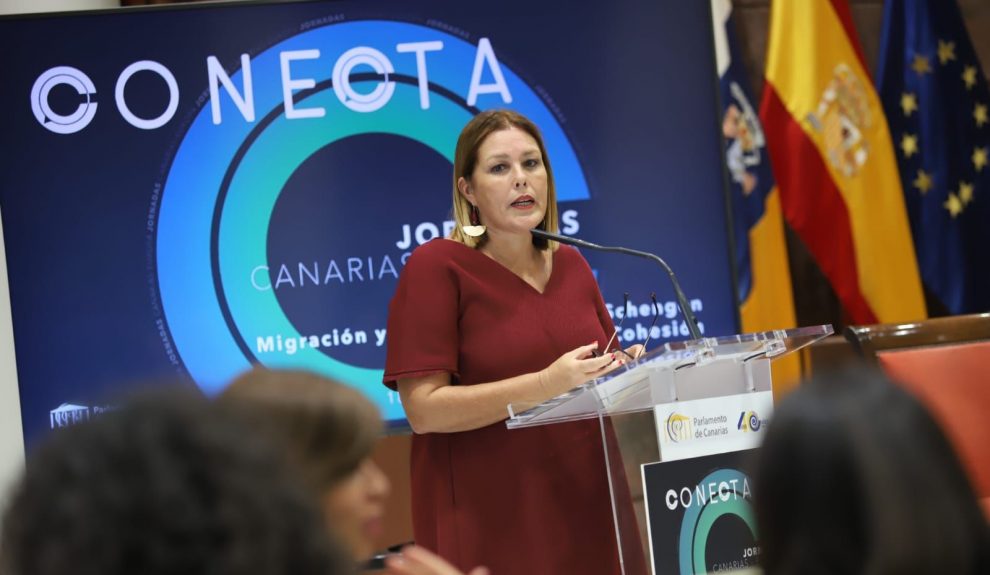 Astrid Pérez en la clausura de las Jornadas Conecta Canarias-Europa | Foto: Parcan