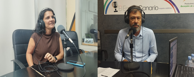 Carolina Montesinos y Miguel García en los estudios de El Espejo Canario